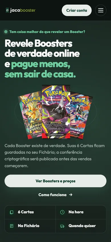 Tela inicial do Jacabooster no celular